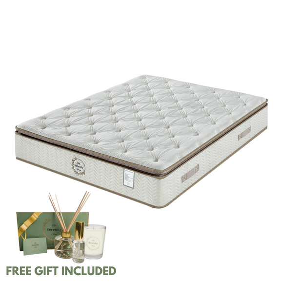 King size mattress with a plush velvet surface labeled 