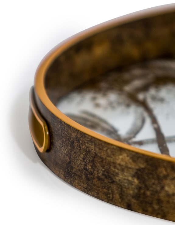 Set of 2 Dark Gold Palm Tree Serving Trays