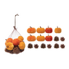 Velvet pumpkin and pinecone set for elegant home decor.
