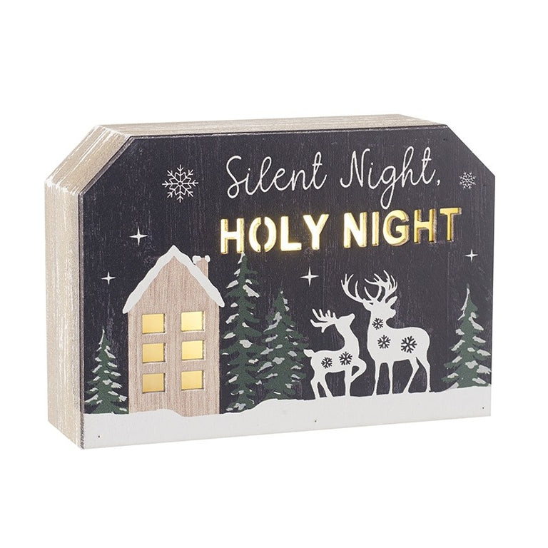 Silent Night Holy Night Christmas Decoration | LED Light Sign