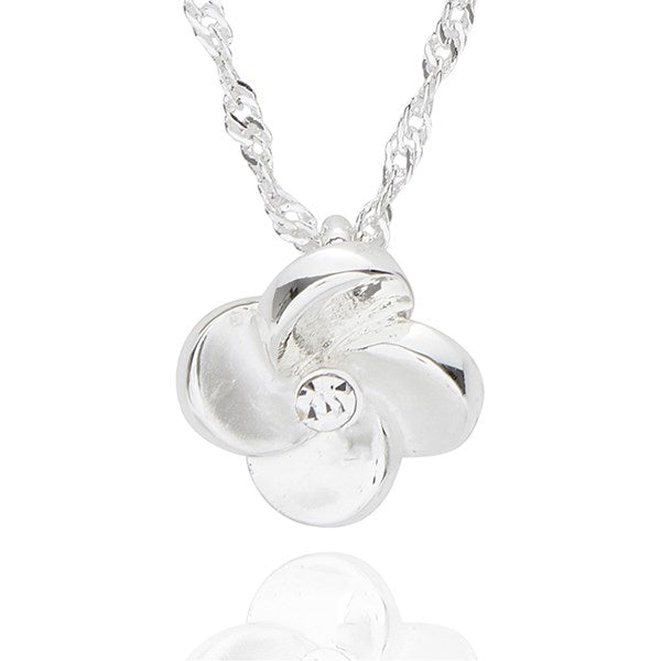 Silver Ice Contemporary Flower Silver Plated Necklace