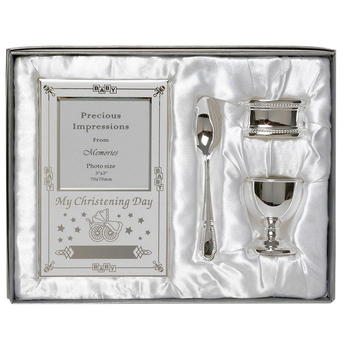 Silver Plated Christening 4 Piece Set - Gift for Christening & Keepsake
