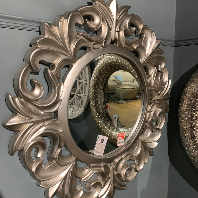 Silver Round Mirror