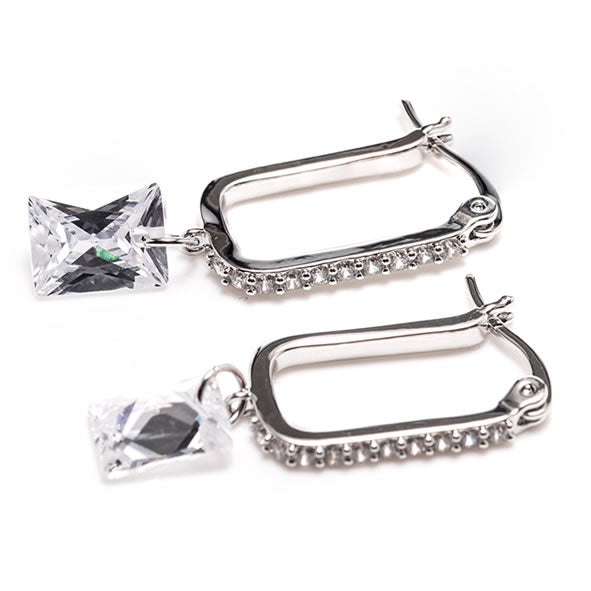 Newgrange Silver Square Diamond Earrings
