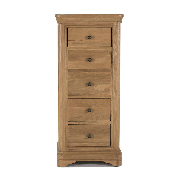 Elegant slim chest of drawers for efficient storage