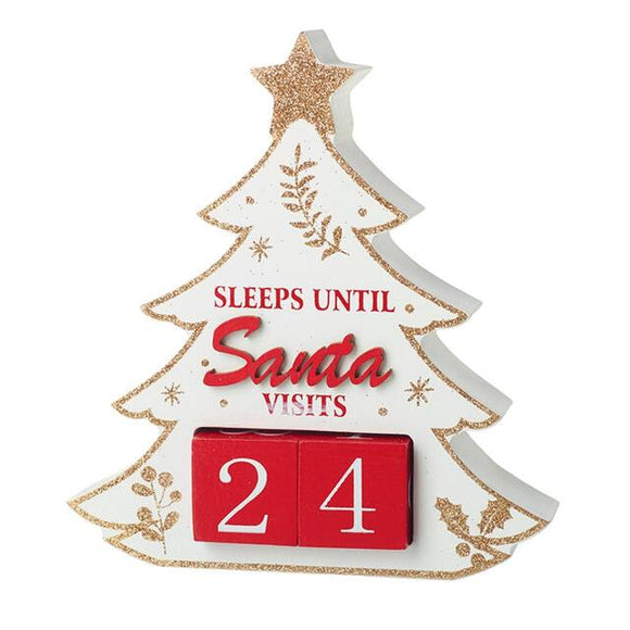 Santa Countdown Wooden Tree for Christmas Fun
