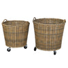 Small Rattan Storage Basket on Wheels - shown with the other size