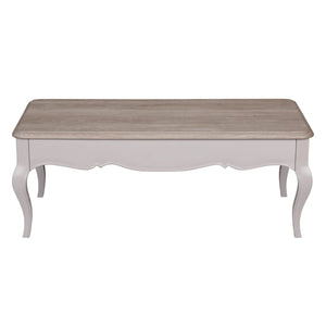 Rectangular coffee table in charming rustic brown.