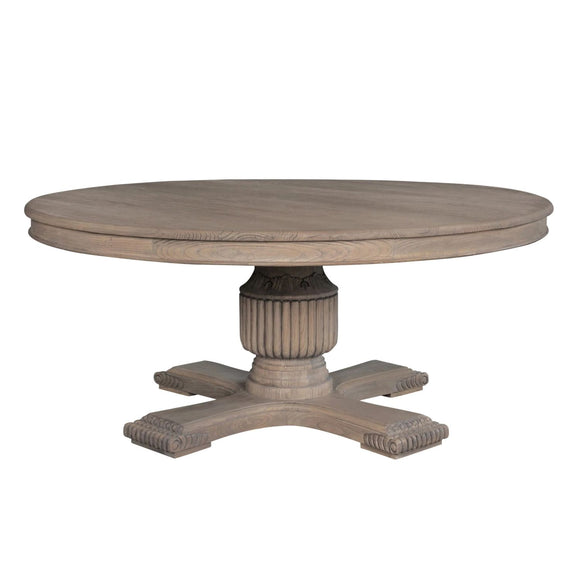 Enhance your dining space with a charming rustic round table.