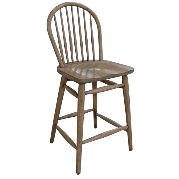 Add rustic charm to your counter seating with this spindle back stool.