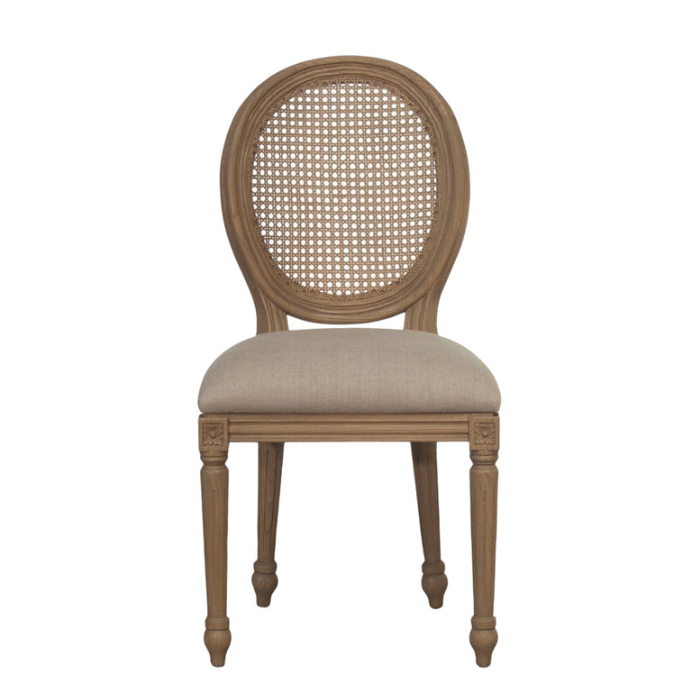 Sofia Upholstered Rattan Balloon Dining Chair Smoked Oak
