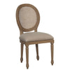 Sofia Upholstered Rattan Balloon Dining Chair Smoked Oak wooden dining chair with a rattan backrest
