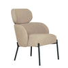 Beige armchair with black legs on a white background