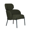 Green armchair with black legs on a white background