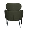 Green armchair with black legs on a white background