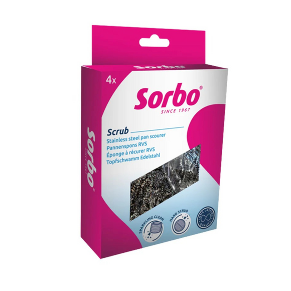 Tough on grime: Sorbo stainless steel wire scourer.