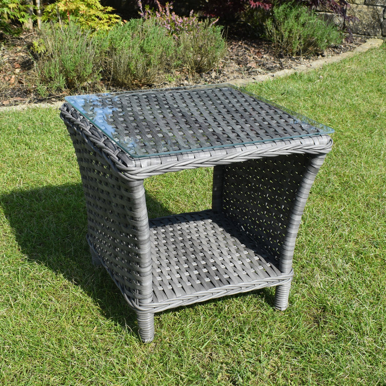 Sorrento Bistro Garden Table & Chairs Set with Rattan Armchairs, Footstools & Coffee Table