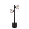 Spiral 2 Light Table Lamp Matt Black With Closed Organic Smoked Glass picture with switched on light