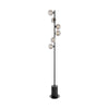 Spiral 6 Light Floor Lamp Matt Black With Closed Organic Smoked Glass picture with switched on light