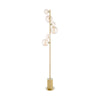 Spiral 6 Light Floor Lamp Matt Gold with a mixed sizes amber twisted shades
