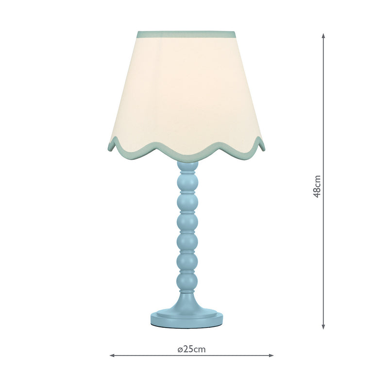 Spool Table Lamp With Poma Shade Blue - Home Lighting Collection
