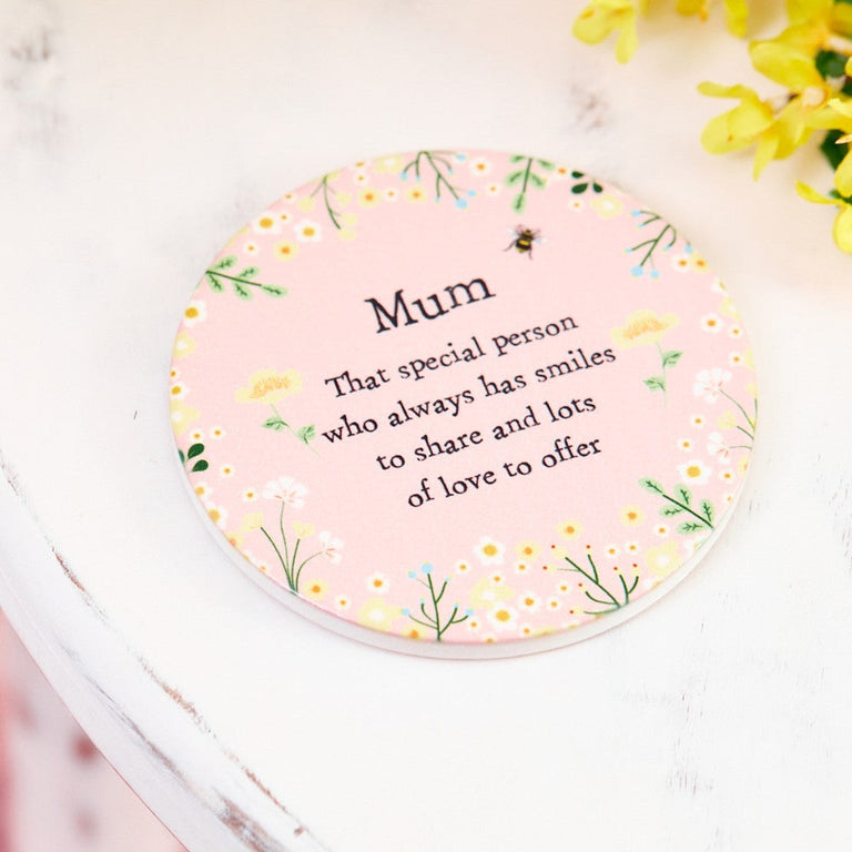 Spring Floral Mum Ceramic Coasters Set of 4