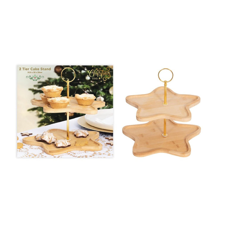 Star 2 Tier Christmas Cake Stand