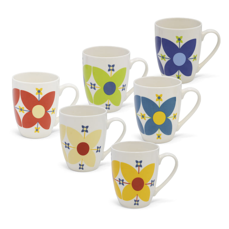 Tipperary Crystal Star Flowers Set of 6 Mugs | Elegant Coffee Cups