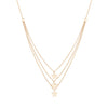 Tipperary Crystal Star Triple Necklace Gold with pendant stars on it