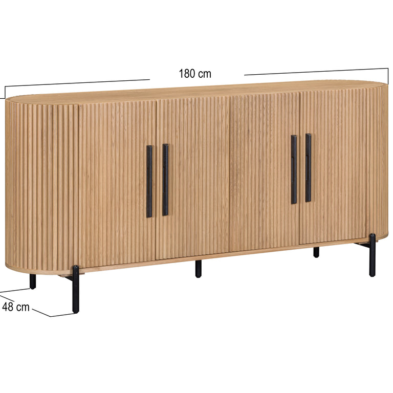 Stockholm 4 Door Curved Sideboard - Large Wooden Furniture