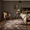 Morris & Co Strawberry Thief Floral Rug Grape lifestyle picture in the bedroom