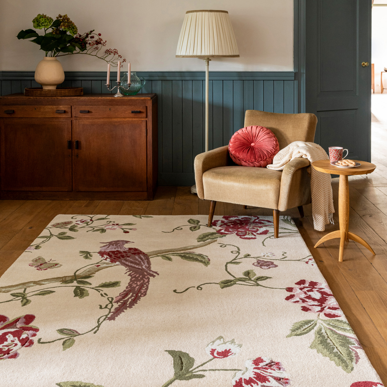 Laura Ashley Summer Palace Floral Rug Cranberry/Grape
