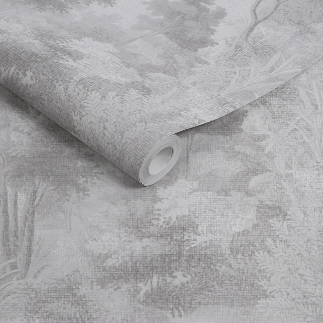 Superfresco Easy Sylva Wallpaper Mist - Grey Trees & Leaves Design