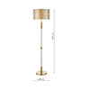 Sylvester Floor Lamp Antique Brass and Glass with Taupe Shade with dimensions