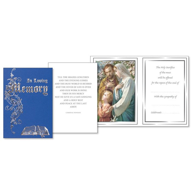Sympathy Mass Card Blue Cover Holy Family
