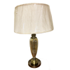 Table Lamp Metal & Glass Amber Glass Body and Natural Cotton Shade, Antique Brass Finish, Modern Classic Lighting