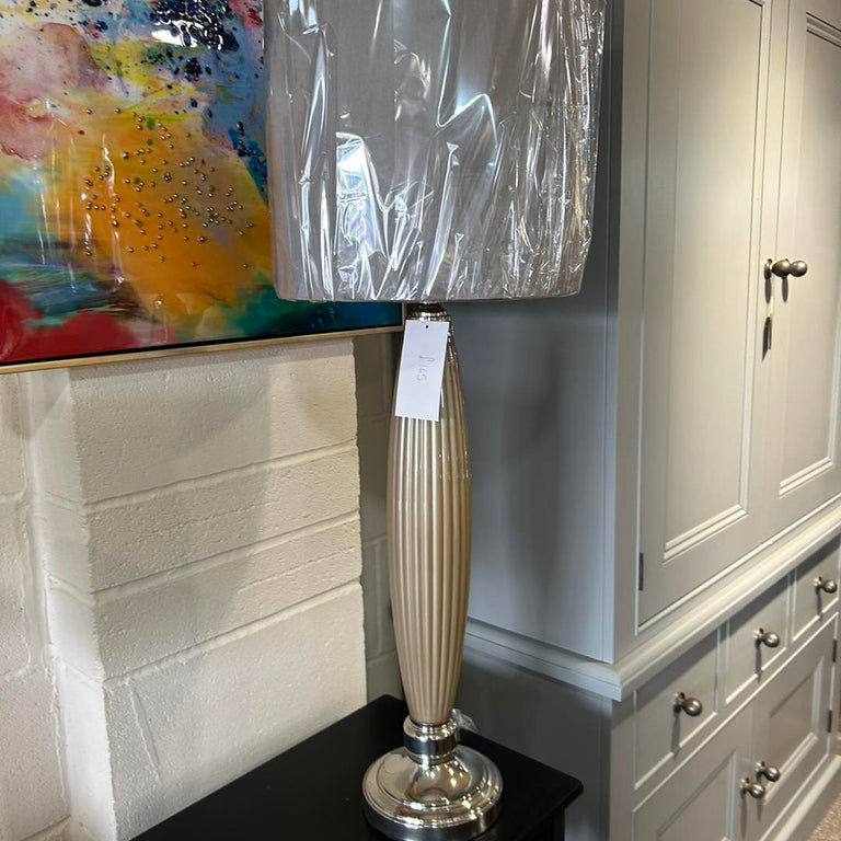 Taupe Pearl Glass Table Lamp – Modern Lamp for Table & Bedside Lighting