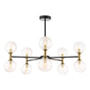 Takara 10 Light Semi-Flush Black and Bronze with a twisted amber glass