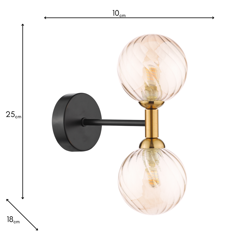 Takara 2 Light Wall Light Black and Bronze - Elegant Wall Fitting Collection
