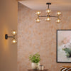 Takara 6 Light Semi-Flush Black and Bronze/Twisted Amber Glass life style picture