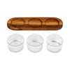 Tala 3 Ribbed Glass Pinch Pots with Acacia Tray with the pots beside the tray