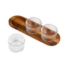 Tala 3 Ribbed Glass Pinch Pots with Acacia Tray on a white background