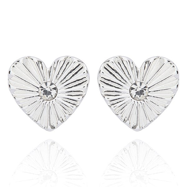 Te Amo Vignette Heart Silver Plated Earrings