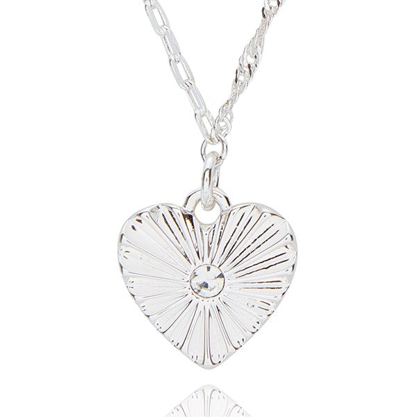 Te Amo Vignette Heart Silver Plated Necklace