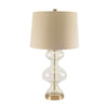 Pair of Thea Glass Table Lamps Gold 74cm glass table lamp with a beige tappered linen shade