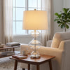 Thea Glass Table Lamps Silver 74cm lifestyle picture on the sofa table