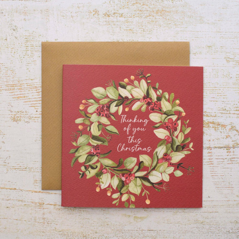 Thinking of You This Christmas Berry Wreath Card