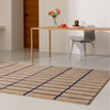 Marimekko Tiiliskivi Geometric Rug Bright Blue lifestyle picture in the living room