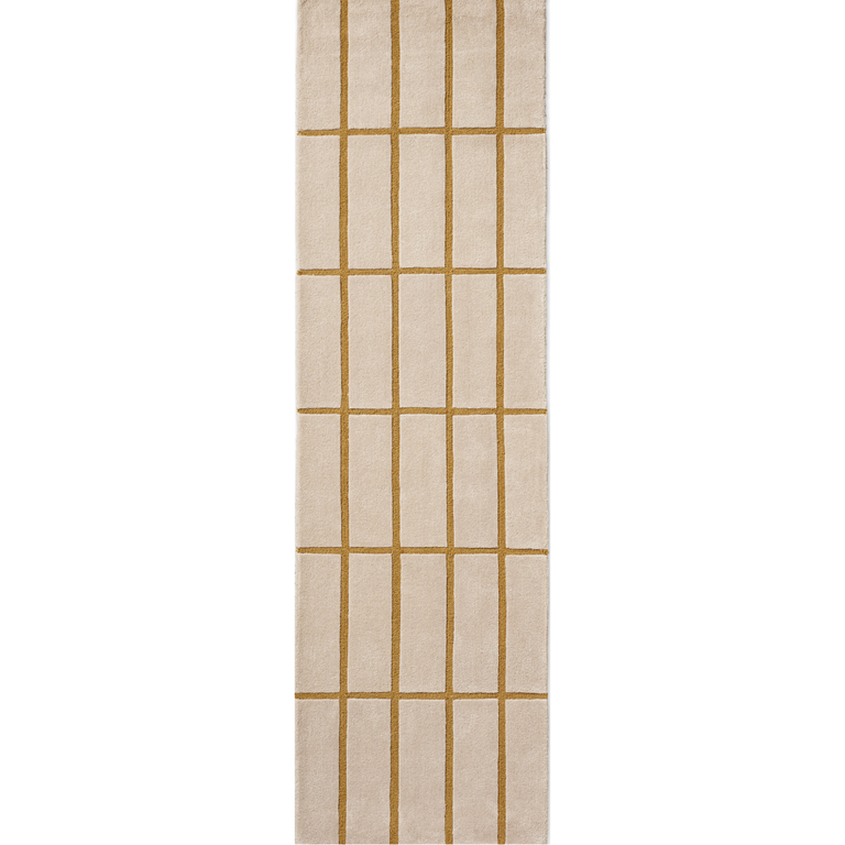 Marimekko Tiiliskivi Geometric Rug Bronze Yellow Runner