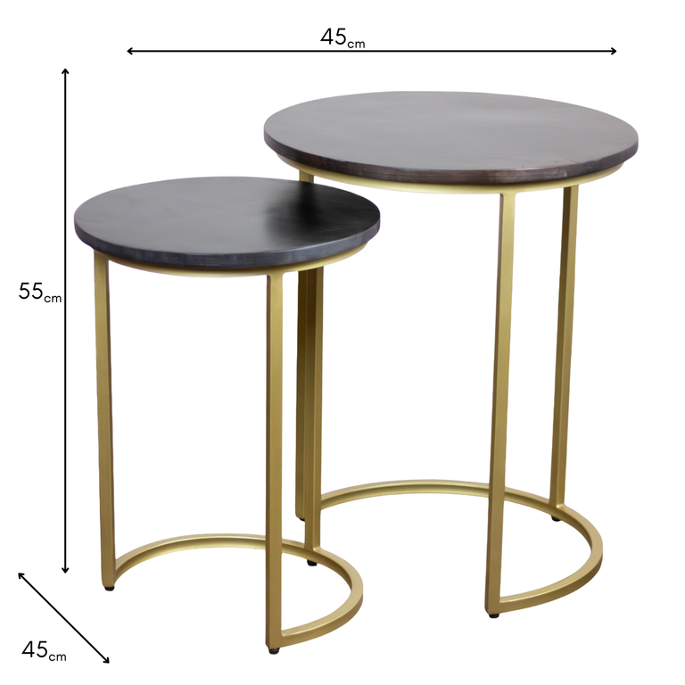 Tiya Nest of 2 Side Tables – Modern Dark Finish for Living Rooms